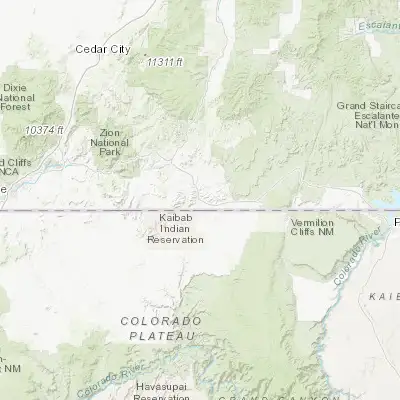 Map showing location of Kanab (37.047490, -112.526310)