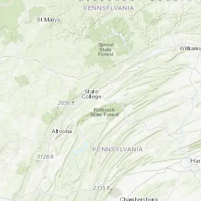 Map showing location of State College (40.793390, -77.860000)